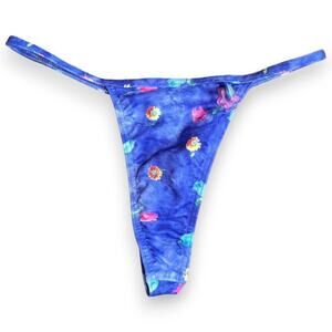 Vintage Body Glove deadstock blue floral thong bikini